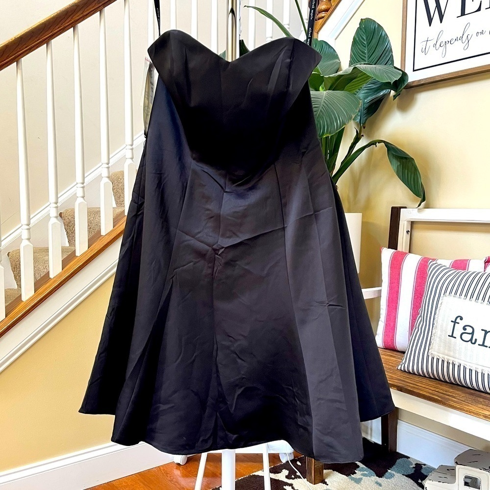 Alfred Angelo Strapless black formal midi dress